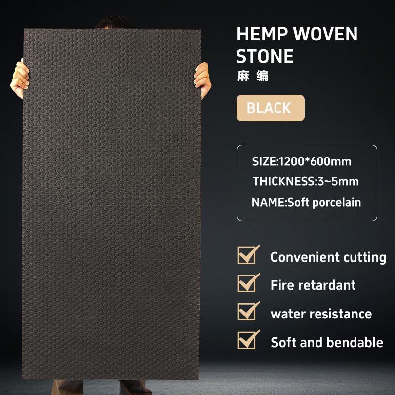 Hemp woven soft stone black